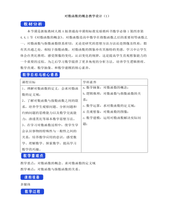 人教A版高中数学必修一对数函数的概念教学设计（1）