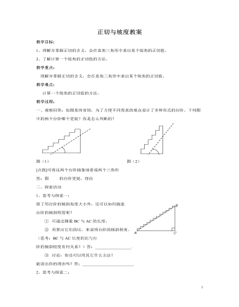 北师大初中九年级数学下册正切与坡度2教案